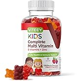 Viteey Kids Multivitamin Gummies, Complete Daily Essential Kids Vitamins - Great for Immune Support & Overall Health - 12 Essential Minerals & Vitamins - Vegetarian, Gelatin Free- Fruit Flavor Gummy