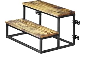 LUMIL 2-Step Garage Steps, Prefab Stairs for Permanent Installation, Not The Portable/Light Weight Alternatives, Hot Tub Stairs, Prefab Outdoor Wood Stairs for Home, Porch Steps