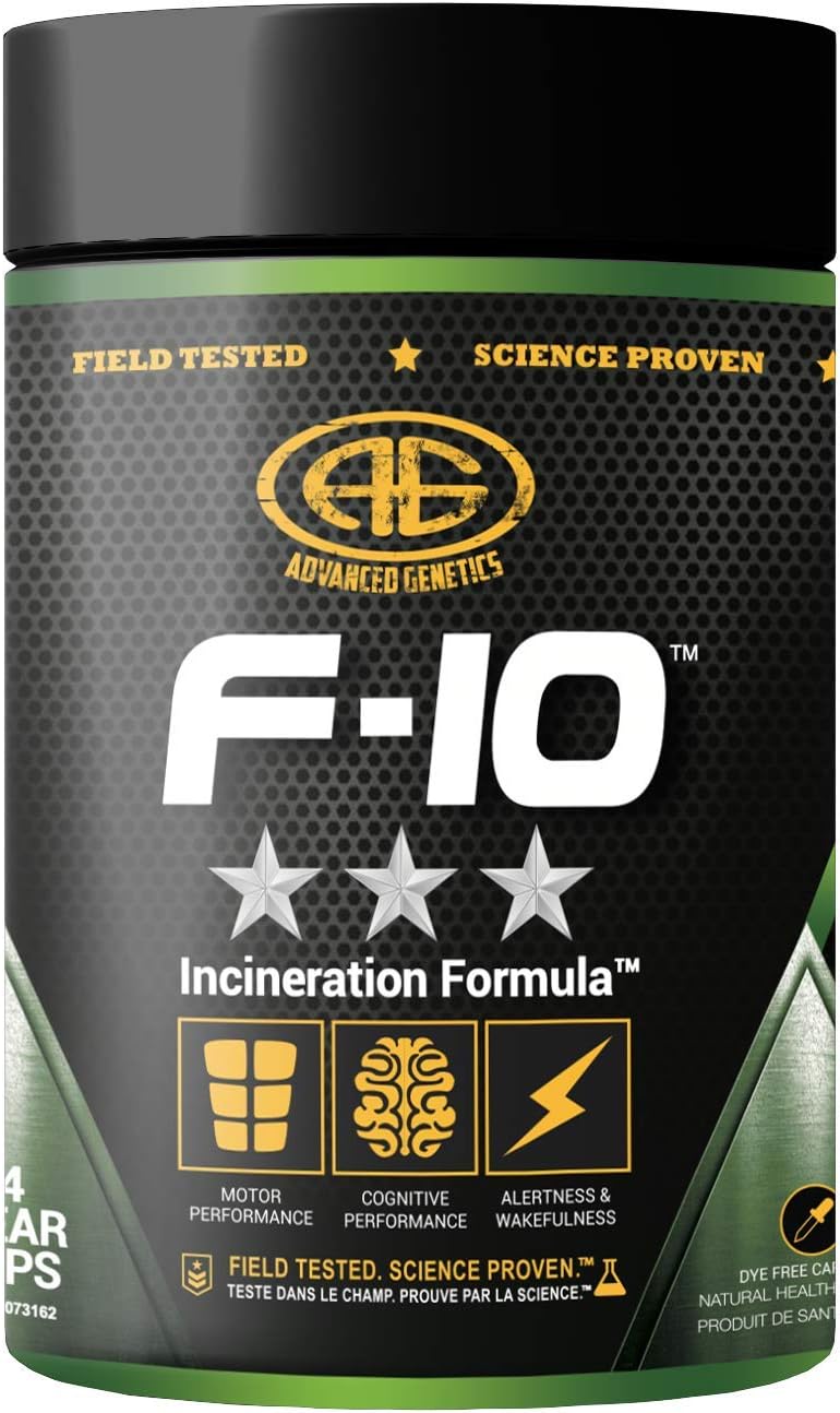 Advanced Genetics F-10, Fat Loss System, Green Tea Extract, Raspberry Ketones, Caffeine, Appetite Suppression, Energy, 84 caps