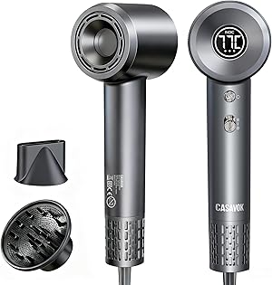 Profi Föhn mit Diffusor,400 Millionen Ionen föhn,Geräuscharmer Reisefön (52dB) für Zuhause und Reise,110.000 U/min Hochgeschwindigkeits Haartrockner,Digitalanzeige Haartrockner mit Diffusor & Zubehör