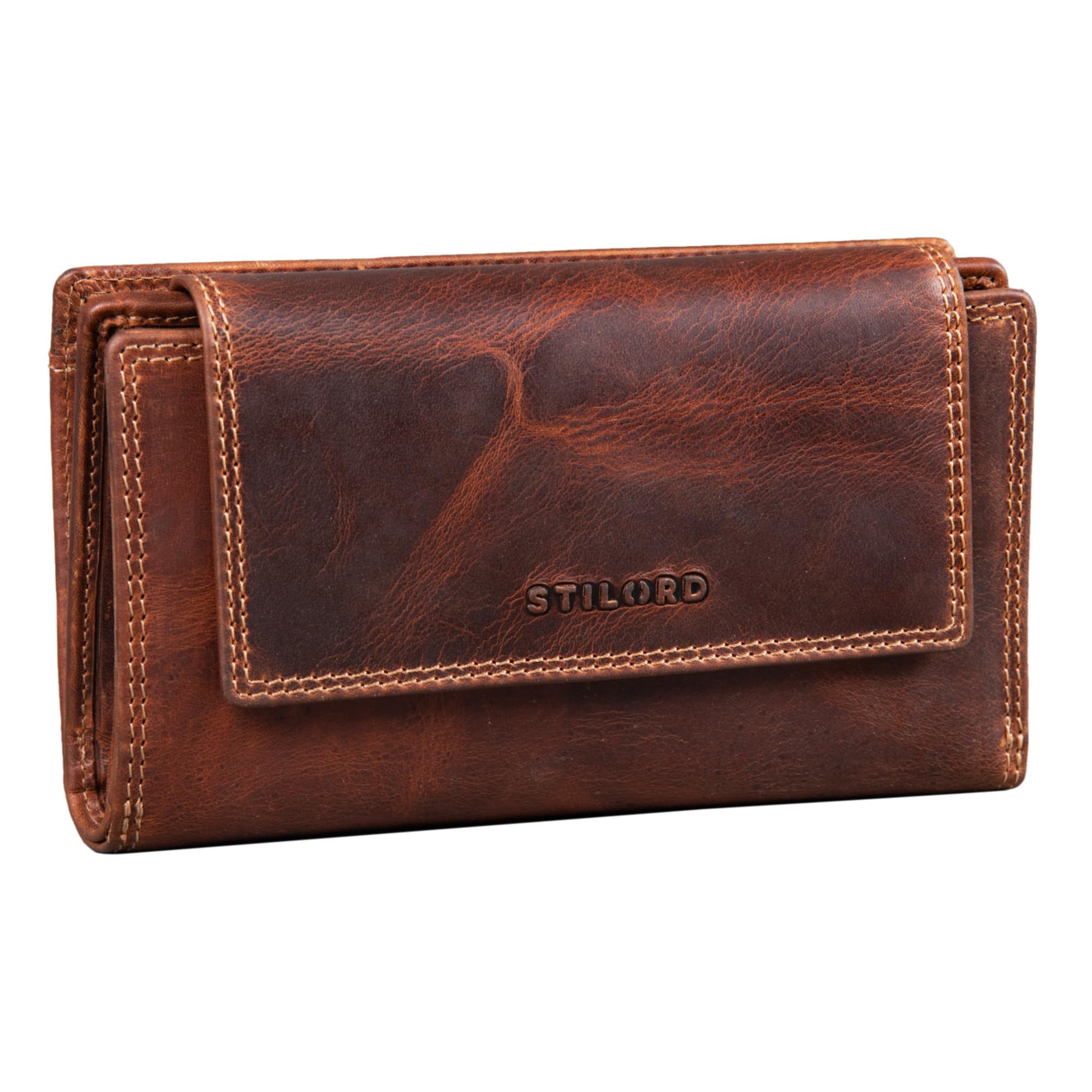 STILORD 'Ira' Leather Wallet for Women RFID Blocking Purse Vintage Card Holder Wallet Ladies Coin Purse from Genuine Leather, Colour:Salerno - Brown
