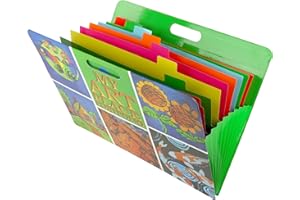 HearthSong My Art Place Expandable Color-Tabbed Portable Art Storage Portfolio with Decorative Frame, 19" x 15¼"