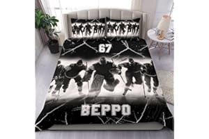 MigoUnique Personalized Ice Hockey Bedding Set,Kids 3 Piece Duvet Cover Set with Pillow Shams for Teens Boys,NO Comforter,Twi