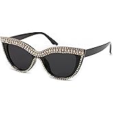 FEISEDY Women Oversized Diamond Sunglasses Fashion Cat Eye Rhinestone Sunglasses Jeweled Frame Costume Party B2360