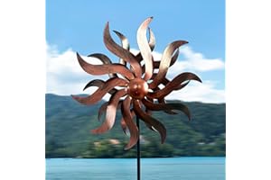 XLSWAIN 360° Metal Wind Spinner – Willow Leaf Kinetic Sculpture for Outdoor Patio Lawn Yard and Garden Decor