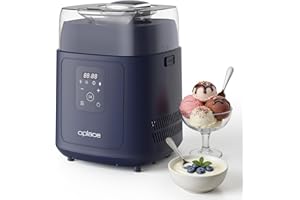 Oplace 4-in-1 Compressor Ice Cream Maker (1.0Qt), No Pre-Freezing, Automatic Yogurt Maker, Gelato Sorbet Frozen Yogurt Soft S
