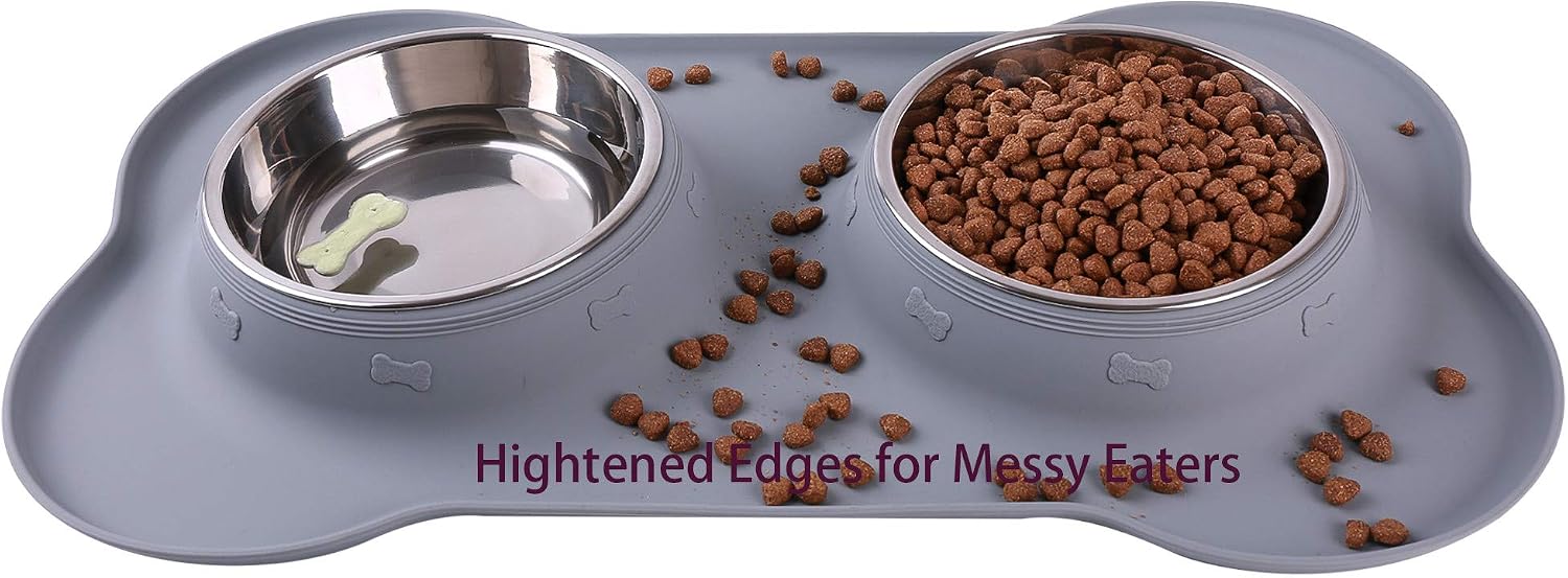 Hubulk 2 Stainless Steel Pet Dog Bowls with No Spill Non-Skid Silicone Mat + Pet Food Scoop Water and Food Feeder Bowls for Feeding Small Medium Large Dogs Cats (Small - Image 5