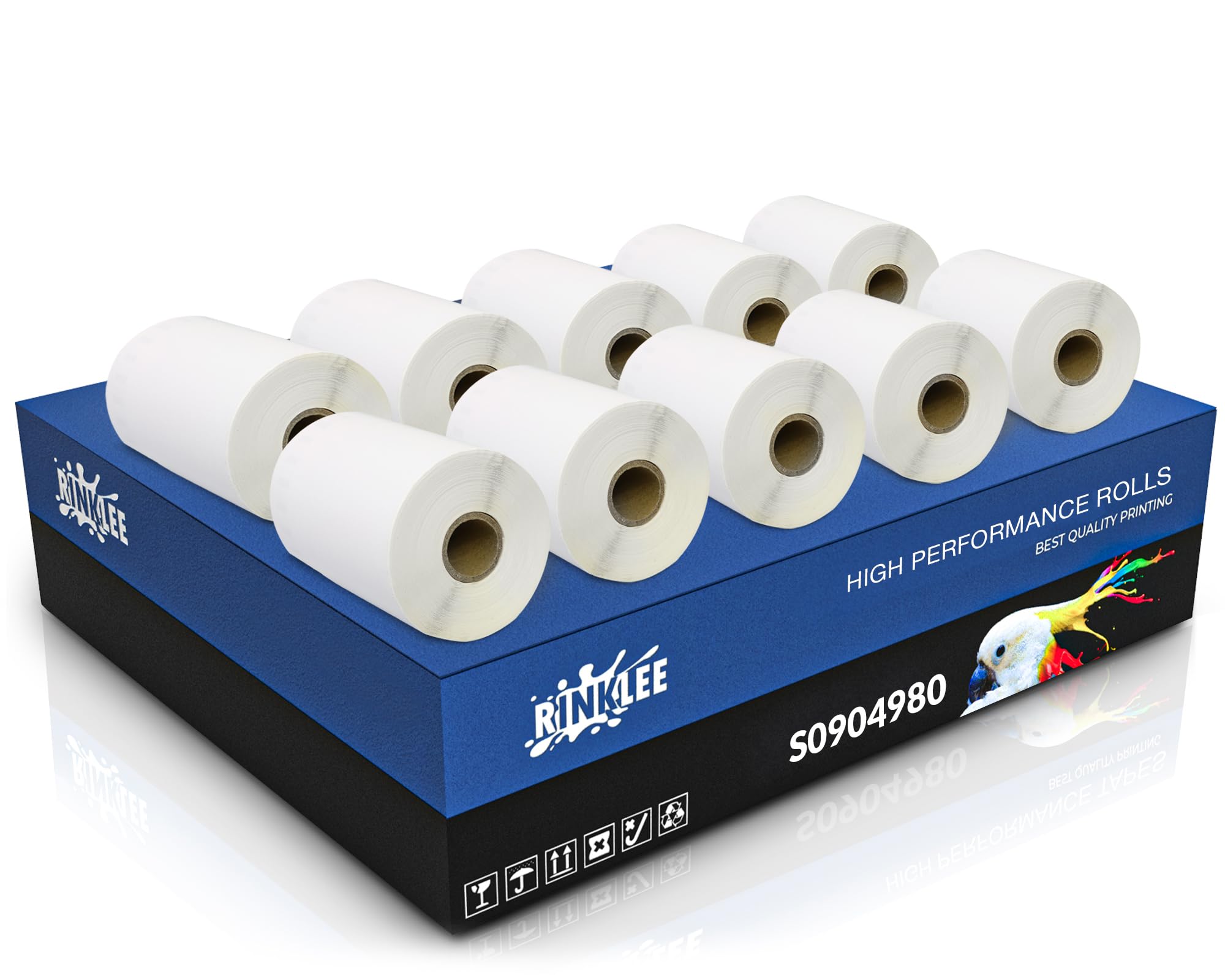 RINKLEE S0904980 Label Rolls Compatible with Dymo 4XL | 104 mm x 159 mm | 10-Pack