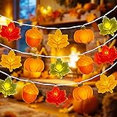 Thanksgiving String Lights Battery Operated 10 Feet 20 LED 3D Pumpkin Maple Leaf Acorn Lights, Fall Fairy Light with Leaves Halloween Orange Pumpkin String Light for Thanksgiving Autumn Home Decor