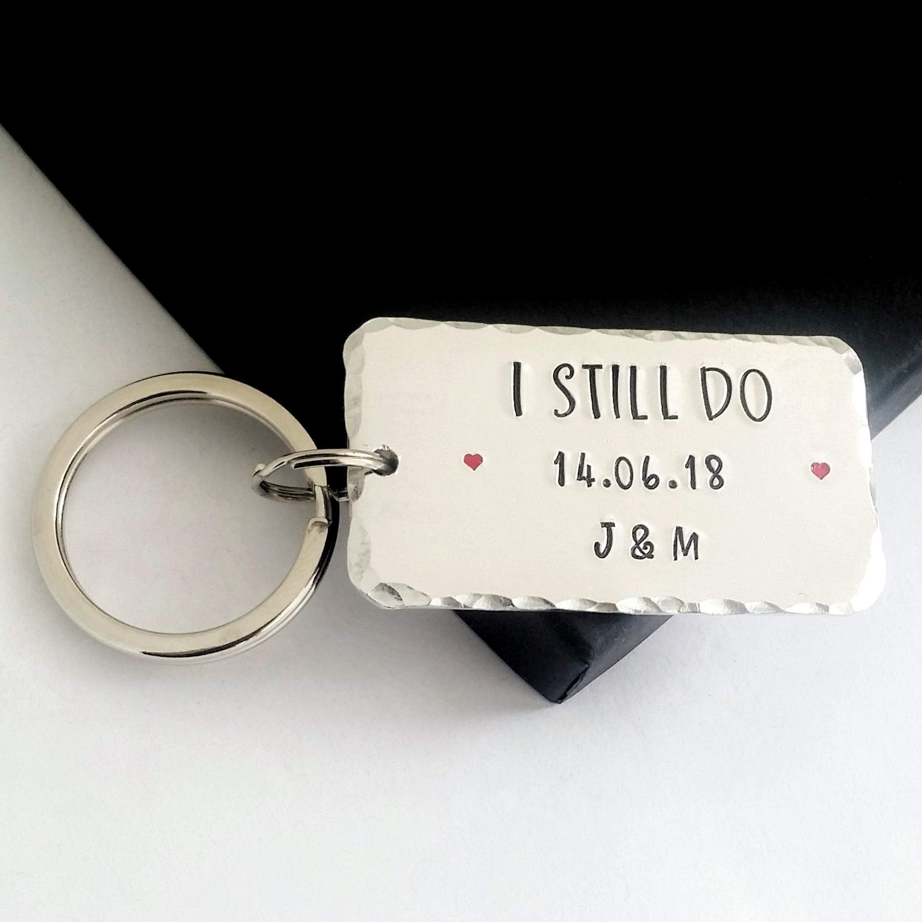 Handmade 10th Anniversary Gift I Still Do Keychain Personalised Aluminium Couples Gift Him Her Husband Wife Boyfriend Girlfriend