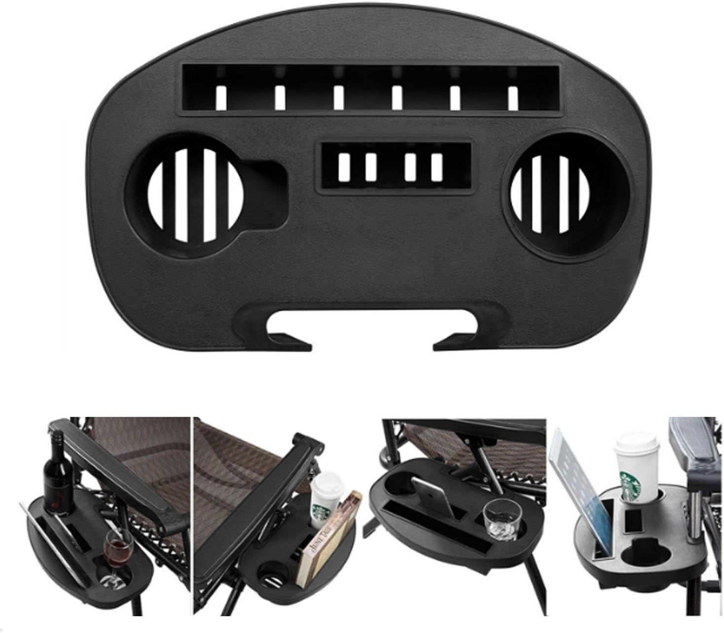 Keten Zero Gravity Chair Tray, Upgraded Version Cup Holder for Zero Gravity Chair Large Utility Clip On Chair Table/Tray for Carrying iPhone 7Plus/ iPad/Water Cups/Books (Black) : Garden & Outdoor