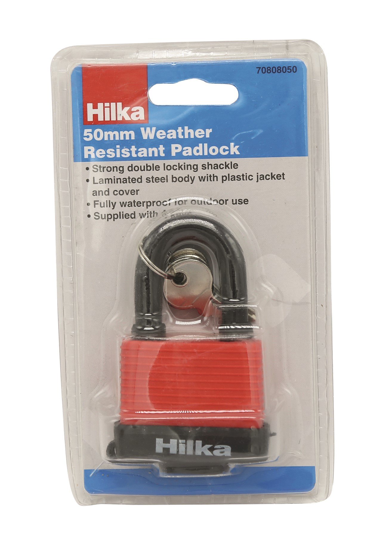 Hilka Tools 70808050 50mm Weather Resistant Padlock, Red
