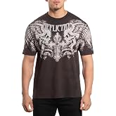 Affliction Men's T-Shirt, Vintage Gothic Cross Vault Design, Short Sleeve Graphic Print, Y2K