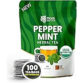 Tiger Organics, Peppermint Herbal Tea (100 Biodegradable Teabags) Supports Healthy Digestion & Promotes Relaxation | Your All-time Caffeine-free Infusion | USDA Organic Certified | Thanks Giving
