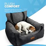 FurDreams Dog Car Seat Plush Booster for Small Dogs Cats 50x50x20cm Black view 5