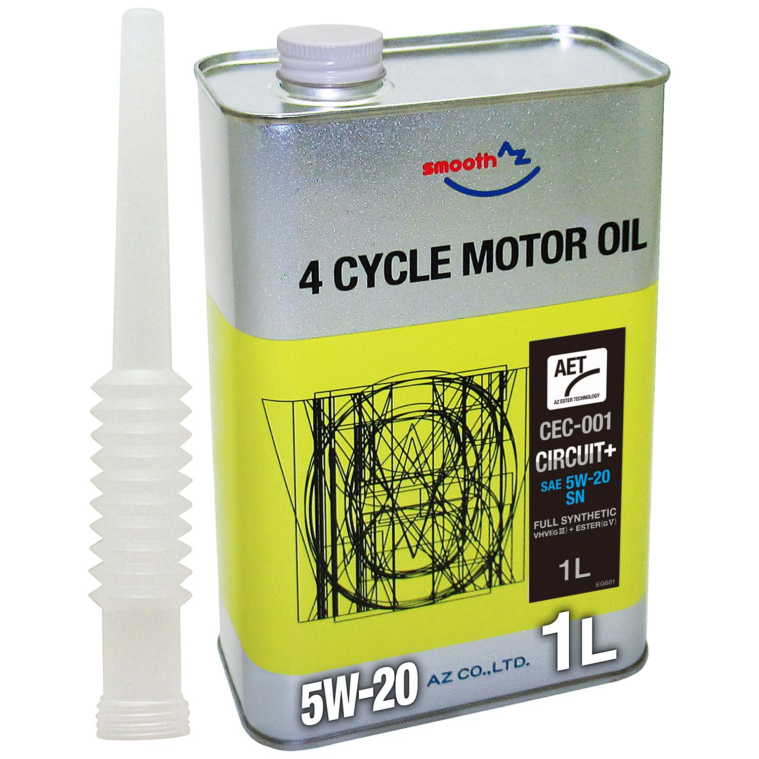 AZ (エーゼット) 車用 エンジンオイル 1L 5W-20 SN ［CEC-001/サーキットプラス AET] 100%化学合成油 自動車用 モーターオイル VHVI+エステルオイル 4輪用 4Tオイル EG601商品画像
