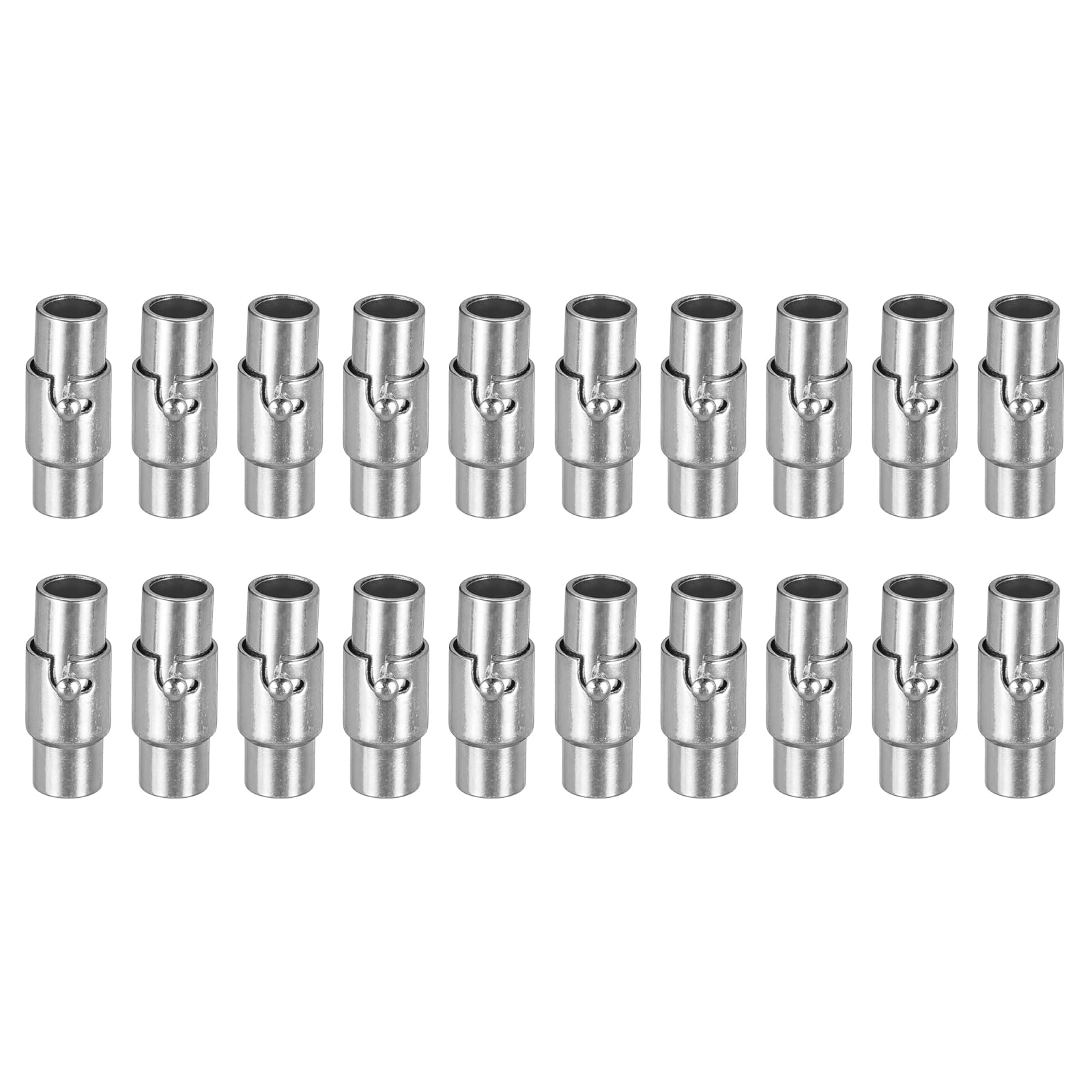 uxcell Leather Cord End Clasp, 20Pcs 4mm Hole Leather Clasps, Cord End Caps Closures Leather Cord Buckle for Jewelry Making DIY Supplies Crafts, Silver