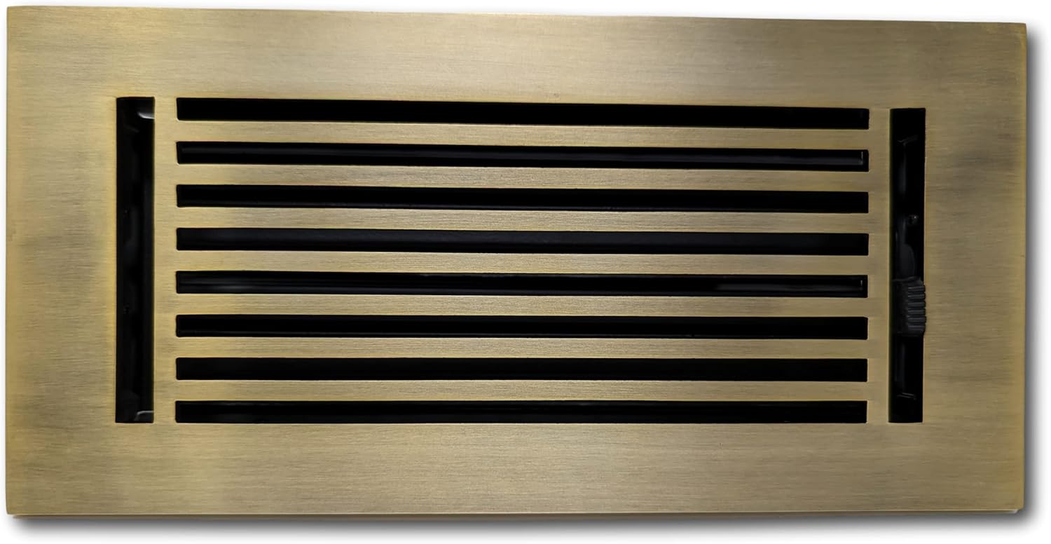 Registers, Grilles & Vents - 4 x 10 Cast Aluminum Linear Vent Cover - Antique Brass