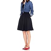 Dani's Choice High-Waisted Cotton Blend Skirt with Pockets - Knee Length A-line Flare for Business and Casual Wear