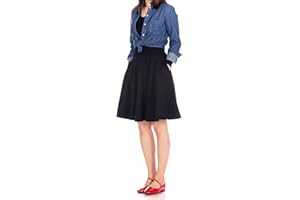 Dani's Choice High-Waisted Cotton Blend Skirt with Pockets - Knee Length A-line Flare for Business and Casual Wear