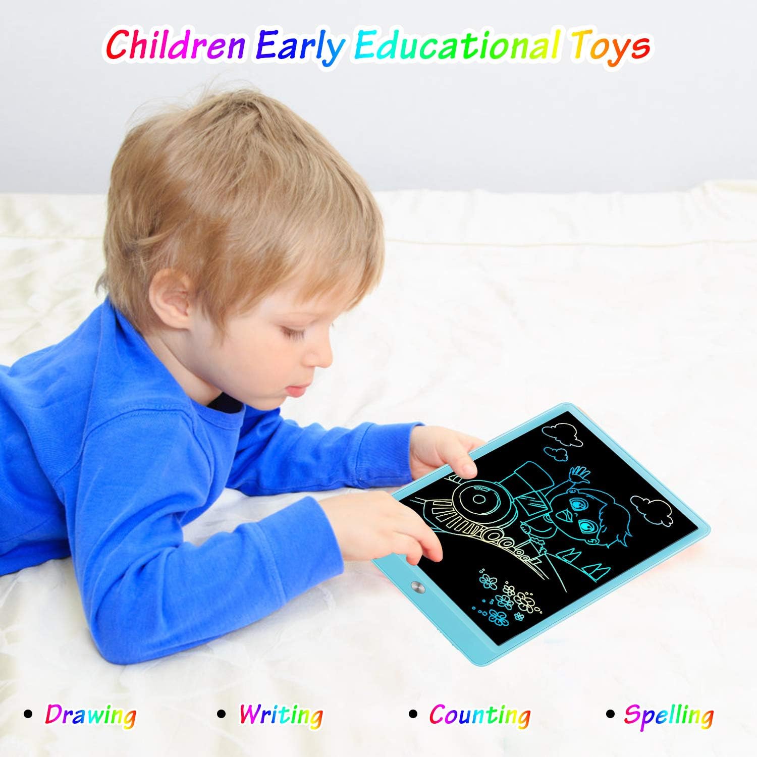 FLUESTON LCD Writing Tablet 10 Inch Drawing Pad, Colorful Screen Doodle Board for Kids, Traveling Gift Toys for 2 3 4 5 6 Year Old Boys and Girls: Computers & Accessories