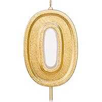 LUTER 2.76 Inches Large Birthday Candles Gold Glitter Birthday Cake Candles Number Candles Cake Topper Decoration for…