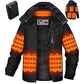 Hecusma Heated Jackets for Men with 18400mAh 12V Battery Pack Included, Mens Heated Jacket with Fur Lining