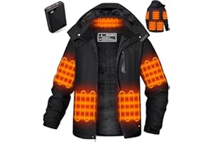 Hecusma Heated Jackets for Men with 18400mAh 12V Battery Pack Included, Mens Heated Jacket with Fur Lining