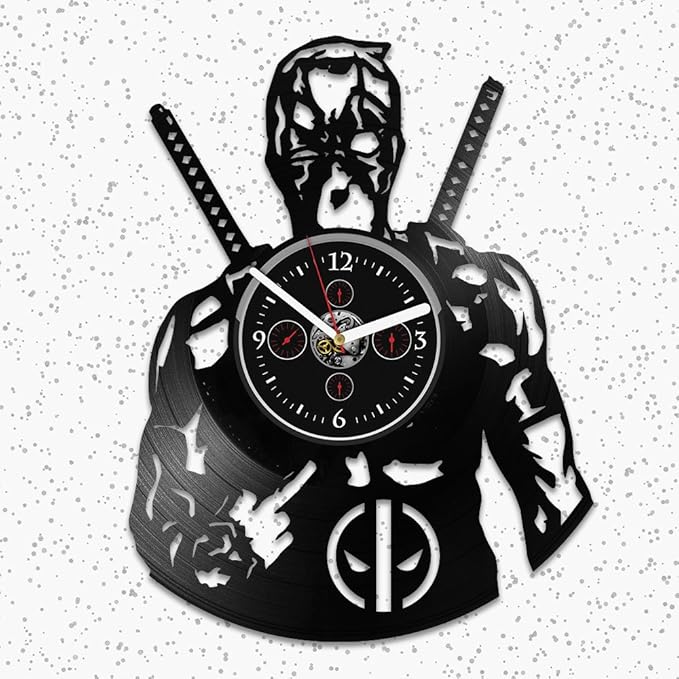 Wall Clocks Clocks Marvel Comics Deadpool Deadpool Decor Modern Art Handmade Gift Gift For Man Deadpool Gift Gift For Kids Wall Decor Vinyl Clock Gift For Woman Wall Art Gift Ideas For