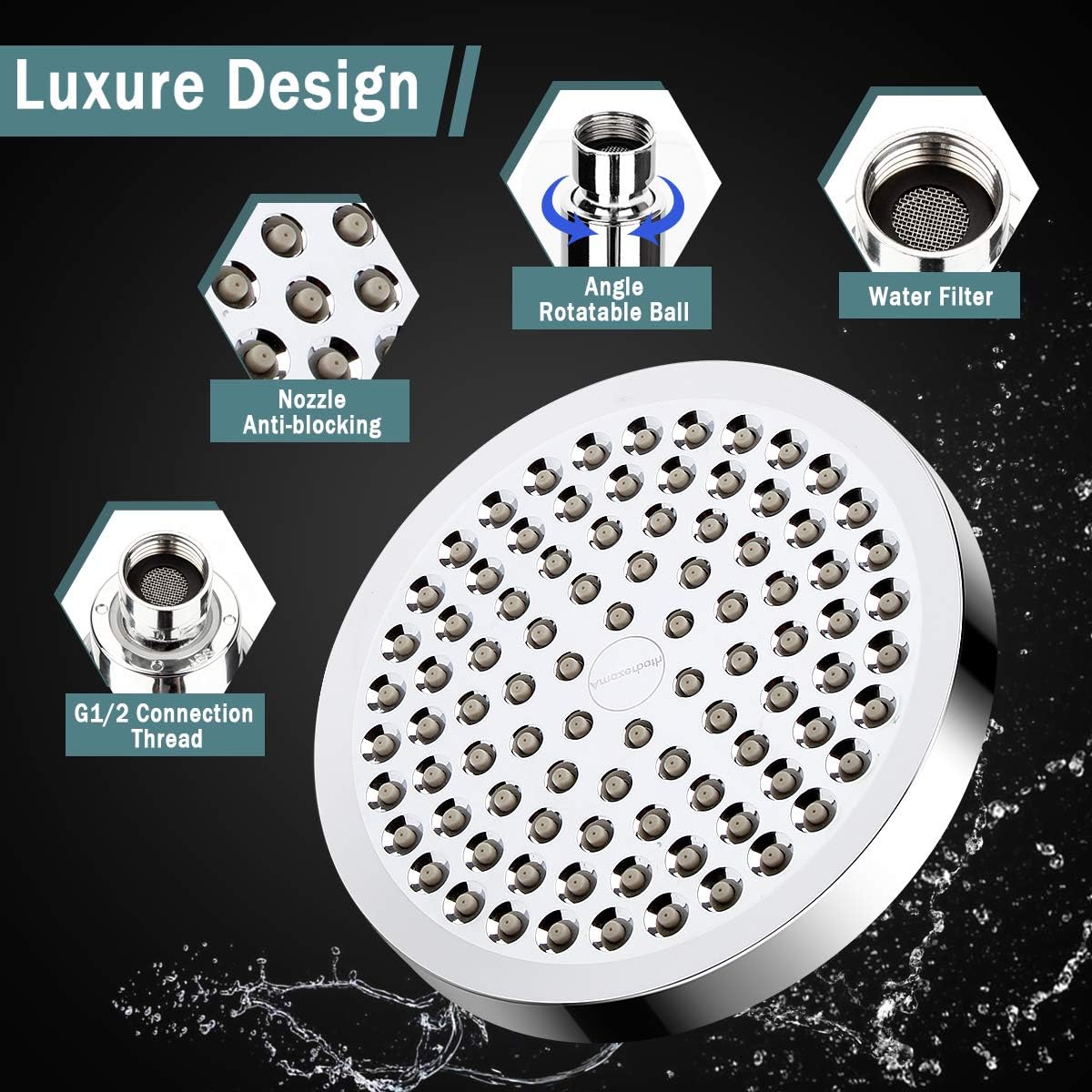 Filtered Shower Head, High Pressure Rainfall Shower Head/Handheld Shower Filter Combo, Luxury Modern Chrome Plated with 60'' Hose Anti-leak with Holder - - 