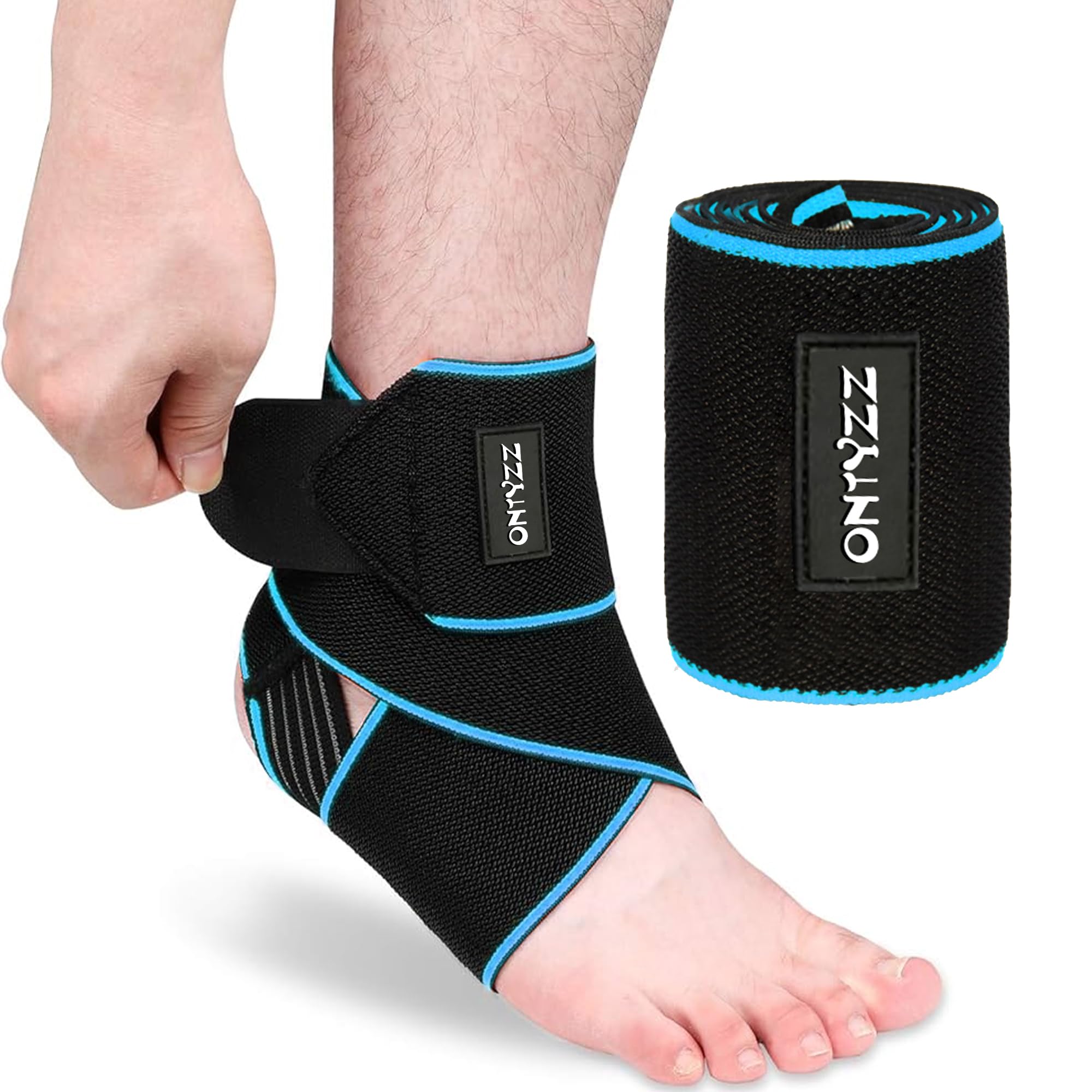 ONTYZZ Ankle Bandage Support High Elasticity Ankle Brace Sports Ankle Protection with Silica Gel Strip Thin and Breathable Ankle Support Black-Blue
