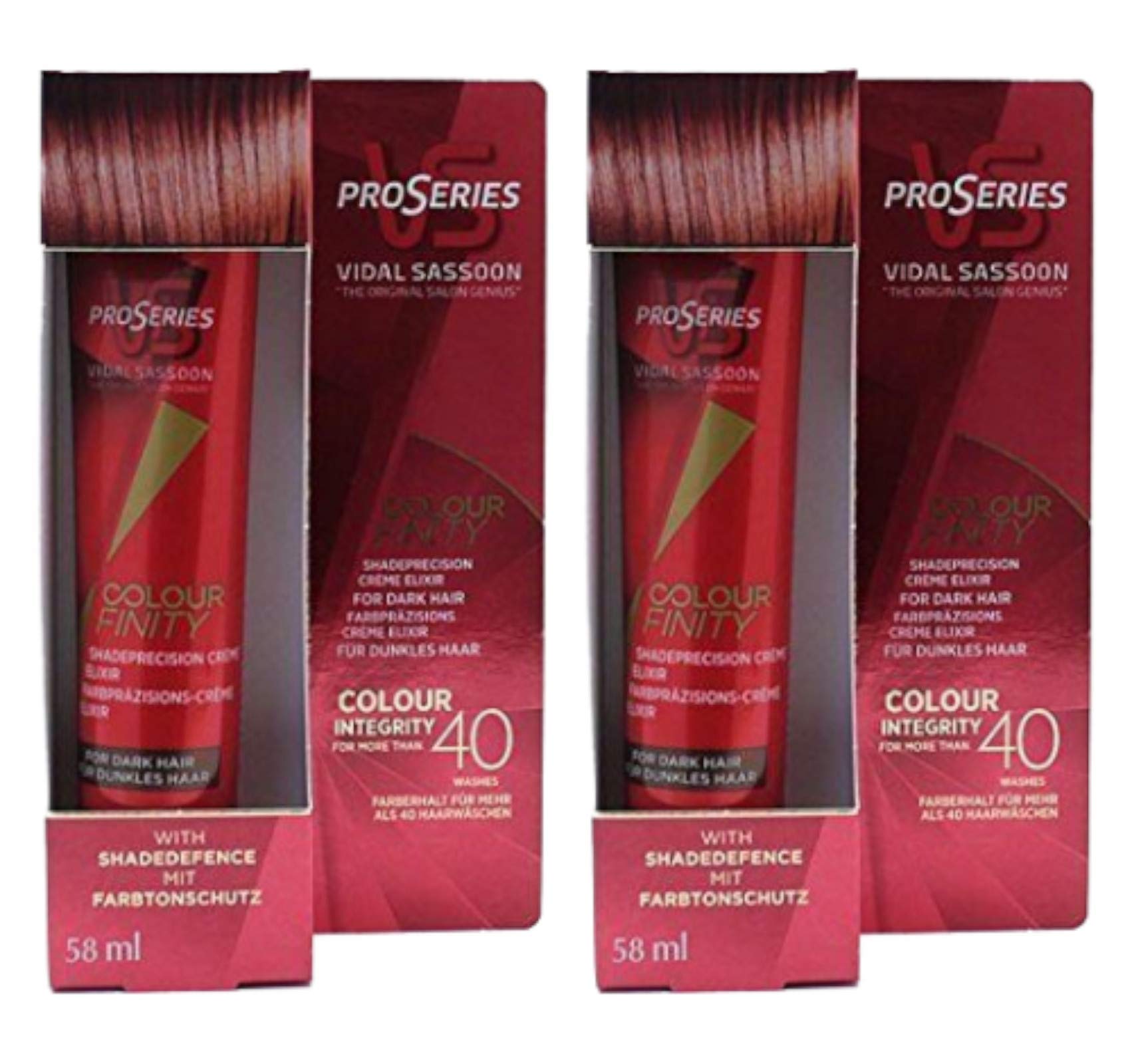 VIDAL SASSOON Colour Finity Shade Precision Creme ELIXER - Protect your hair colour for up to 40 washes FOR DARK SHADES (pack of 2) 58ml each