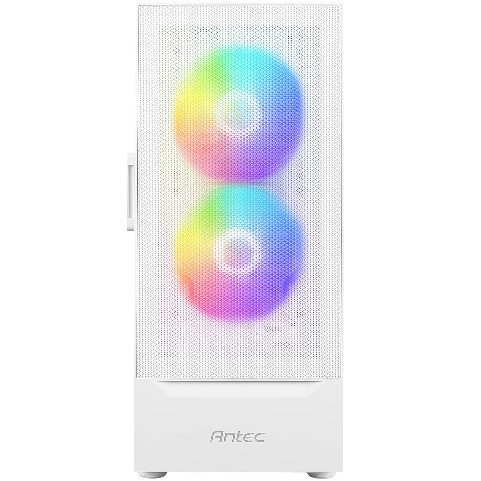 Antec NX410 ATX Mid-Tower Case, Tempered Glass Side Panel, Full Side View, Pre-Installed 2 x 140mm in Front & 1 x 120 mm ARGB Fans in Rear (White) (9734088000)
