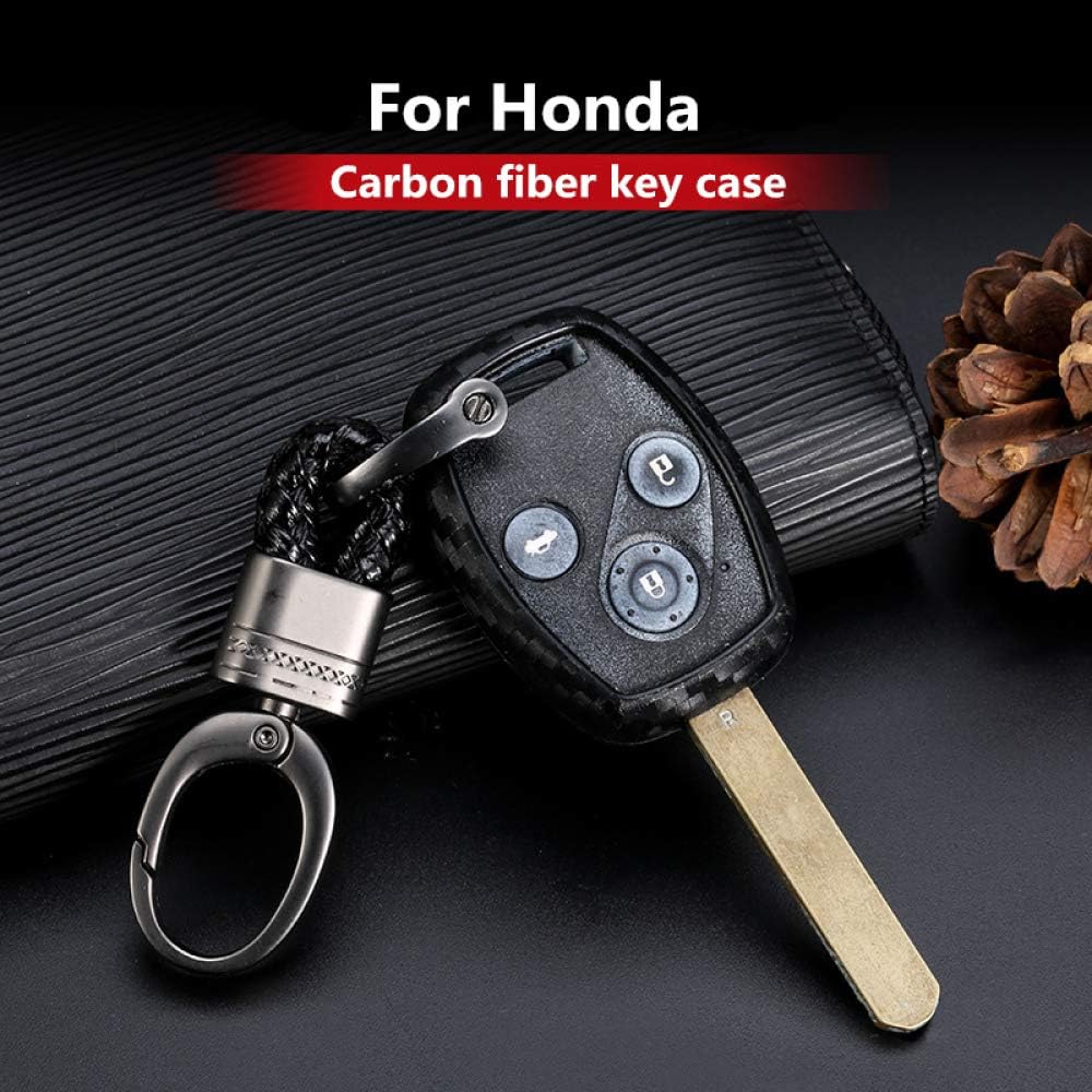 QCYSTBTG Silica gel Carbon fiber Remote Car Key Case Cover, For Honda Civic 2006-2011 2017 Accord CRV2003 2007Jazz HRV Accessories Keyring