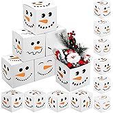 TecUnite 18 Pcs Winter Small Gift Boxes with Lids Snowman Stackable Square Nesting Boxes for Cupcake Candy Cookie Party Favor Birthdays Graduations Anniversaries Valentine's (3 x 3 x 3 Inch)