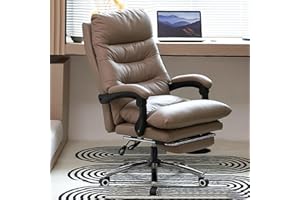 HDHNBA Office Chair Comfortable Computer Desk Chairs High Back Reclining Executive Office Chair PU Leather Adjustable Height Gaming Chair with Wheels, Coffee