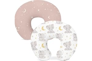 WOODIVILLE Nursing Pillow Covers 2 Pack, Breastfeeding Pillow Slipcovers Soft and Stretchy, Nursing Covers for Baby Girls Boys Newborn