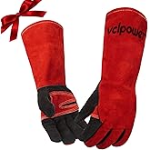 vclpower Gloves Fire Heat Resistant: 16IN 932°F Fireproof Leather for Welding Fire Pit Wood Stove Campfire Furnace BBQ Baking,Grill Oven Stick Mig Tig Gear Gift for Man XL