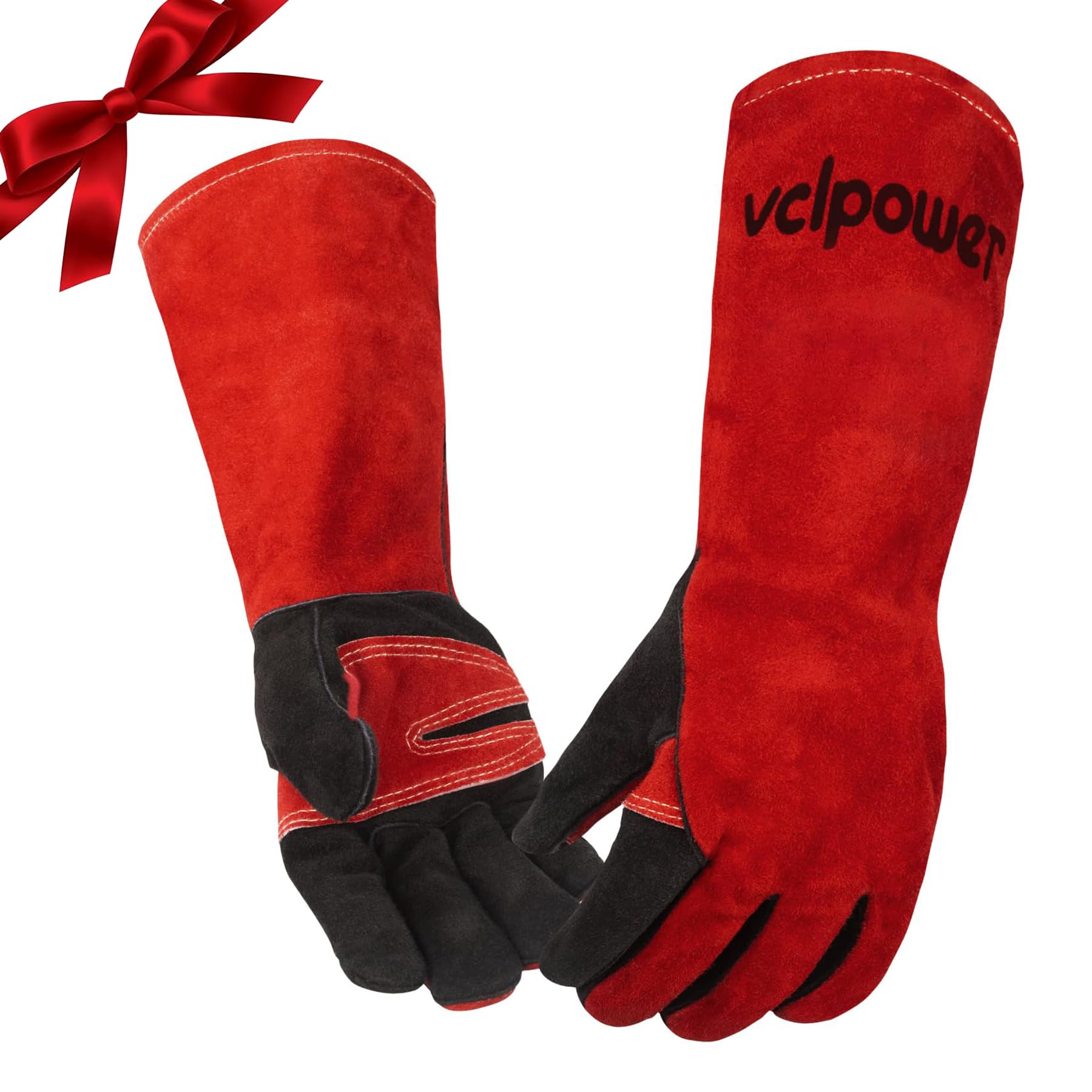 Photo 1 of vclpower Fireplace Welding Gloves Fire Heat Resistant: 16IN 932°F Fireproof Leather for Fire Pit Wood Stove Campfire Furnace BBQ Baking,Grill Oven Stick Mig Tig Gear Gift for Man M
