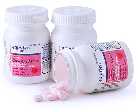 Equate Aspirin 81 Mg, Adult Low Dose, Cherry Flavor, 108 Chewable Tablets