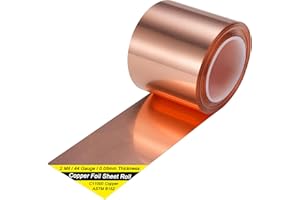 BELLA BAYS Copper Foil Sheet Roll 2Mil/44Gauge(0.05mm) 2in x 50ft Pure Thin Copper Rolll, ASTM B152 C11000 99.9+% Soft Copper Flashing Metal Foil for Craft,Electrical,House Repair,Decoration,and DIY