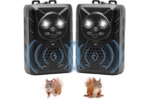 OBEST 2 Pcs Under Hood Rodent Deterrent with Strobe Light & 2 Power Supply Methods, Ultrasonic Mouse Deterrent for 12V Cars T