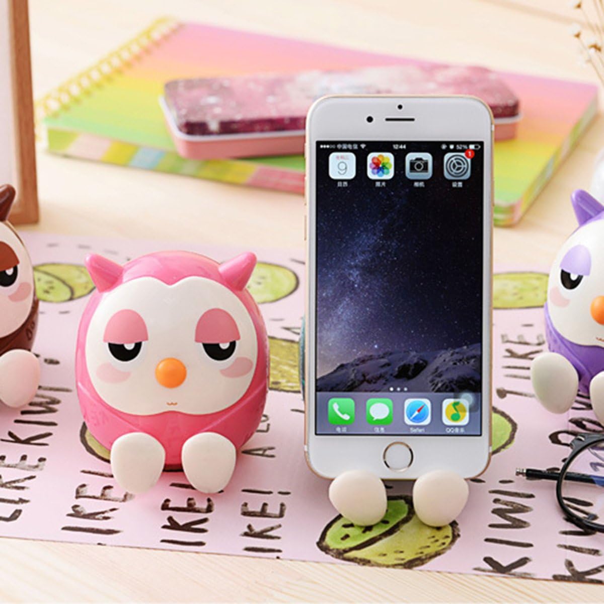 Cute Owl Smart Phone Cellphone Holder Stand Mount for iPhone 7 6 6 plus 5C 5S 4S iPad Air Mini Tablet Samsung Galaxy S7 HTC one M8 M7 LG, Creative Piggy Bank Money Saving Coin Box