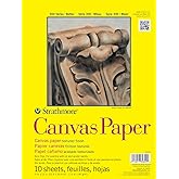 Strathmore 300 Series Glue Bound Canvas Paper Pad, 115 lb. Canvas Texture, 9 X 12 inches, White, 10 Sheets (310-9)