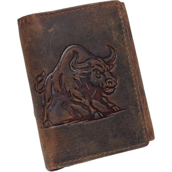 Handadsume Men's Genuine Leather Vertical Wallet - Oil Wax Leather Card Case With Chain, Snap Closure & RFID Blocking - View #11