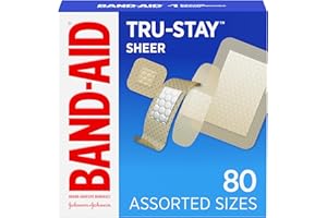 Band-Aid Brand Tru-Stay Sheer Strips Adhesive Sterile Bandages for First Aid & Wound Protection, Individually Wrapped Wound Care Bandages for Minor Cuts & Scrapes, Assorted Sizes, 80 ct