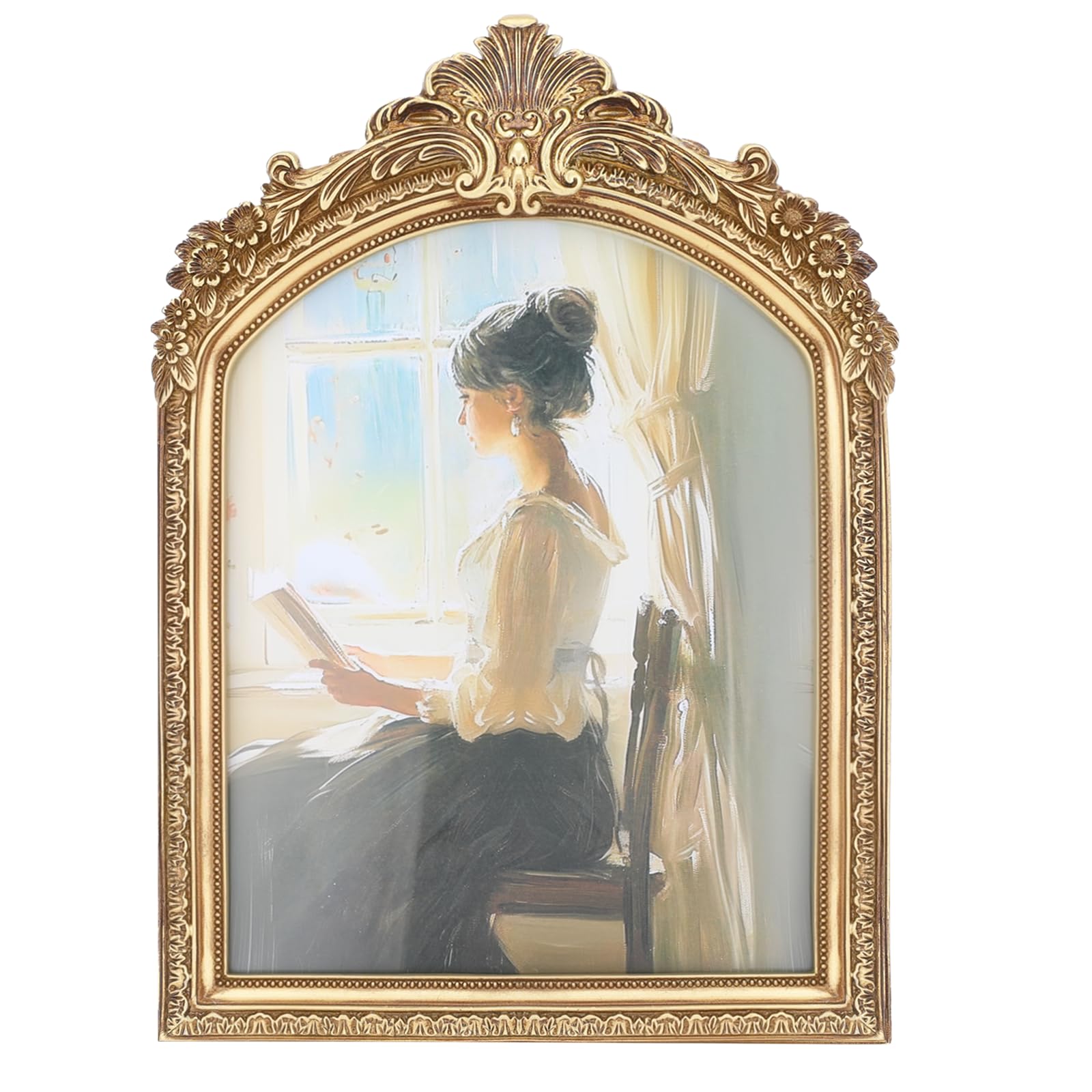 Photo 1 of 8x10 Inch Vintage Picture Frame, Elegant Antique Photo Frames with Glass Front, Sunlit Vintage Picture Frame, Photo Display, Tabletop Wall Hanging, Gift Ideas, Bronze Gold