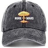 zcyhtqp, Nuke Mars, Funny Mars Baseball Cap, Trucker Hats with Sayings, Humor Caps, Adjustable Cotton Baseball Cap Black