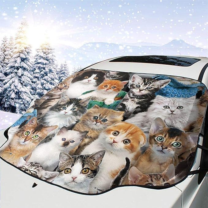 Goodluckfour Cat Breeds Packed Cats Car Windshield Cover