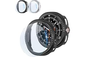 2 Pack Case for Samsung Galaxy Watch 8 Classic Screen Protector 46mm,Hard PC Bumper+Tempered Glass Protective Film,Face Cover